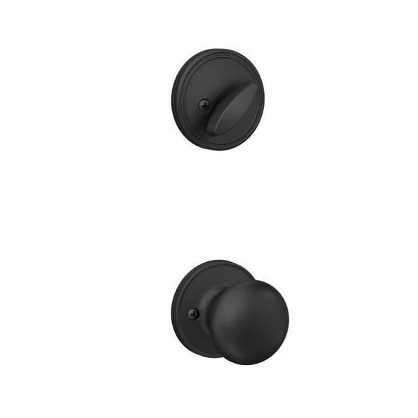 Schlage JH60SUT622STR Matte Black Sutton Handle Set with Stratus Style Knob