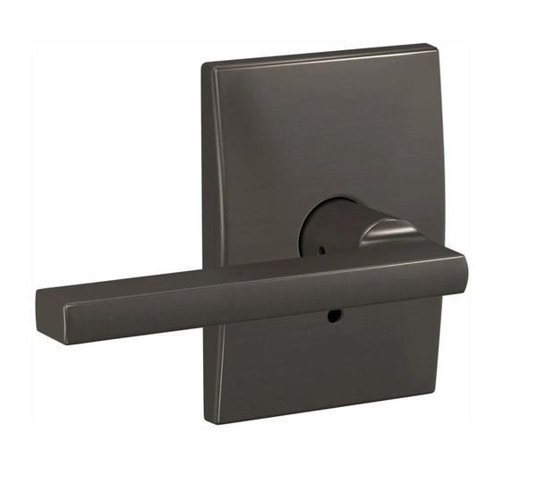 Schlage FC21LAT530CEN Latitude Lever with Century Rose Passage and Privacy Lock Black Stainless Finish