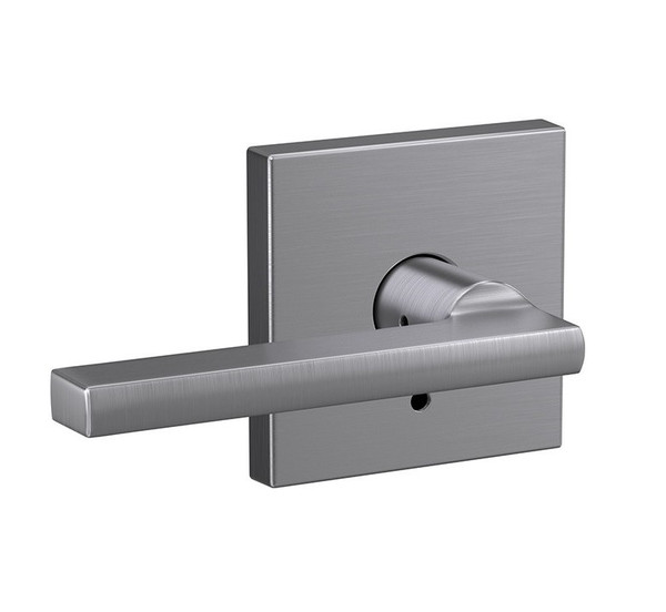 Schlage FC21LAT626COL Latitude Lever with Collins Rose Passage and Privacy Lock Satin Chrome Finish