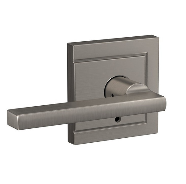 Schlage FC172LAT619ULD Latitude Lever with Upland Rose Non Turning Dummy Lock Satin Nickel Finish