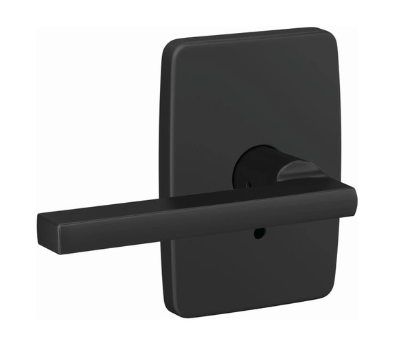 Schlage FC172LAT622GEE Latitude Lever with Greene Rose Non Turning Dummy Lock Matte Black Finish