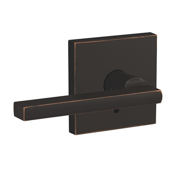 Schlage FC172LAT716COL Latitude Lever with Collins Rose Non Turning Dummy Lock Aged Bronze Finish