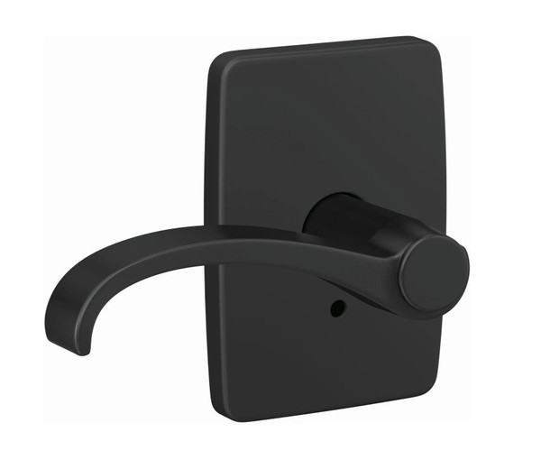 Schlage FC172WIT622GEE Whitney Lever with Greene Rose Non Turning Dummy Lock Matte Black Finish