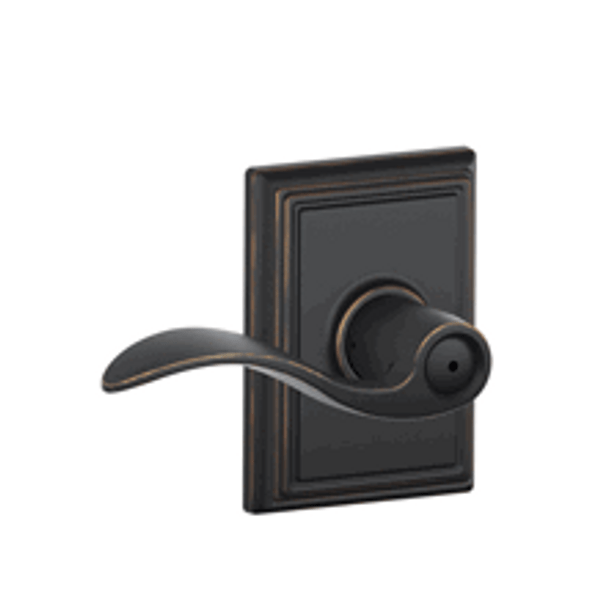 Schlage F40ACC716ADD Aged Bronze Privacy Accent Style Lever with Addison Rose
