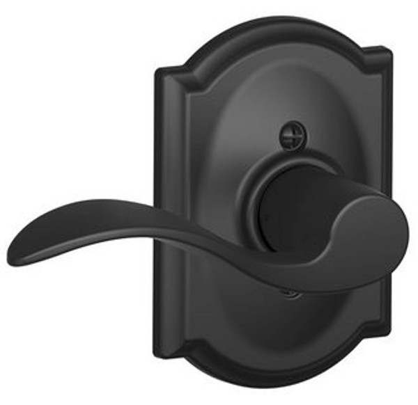Schlage F170ACC622CAM Matte Black Dummy Accent Style Lever with Camelot Rose