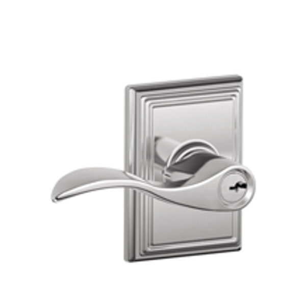 Schlage F51AACC625ADD Polished Chrome Keyed Entry Accent Style Lever with Addison Rose