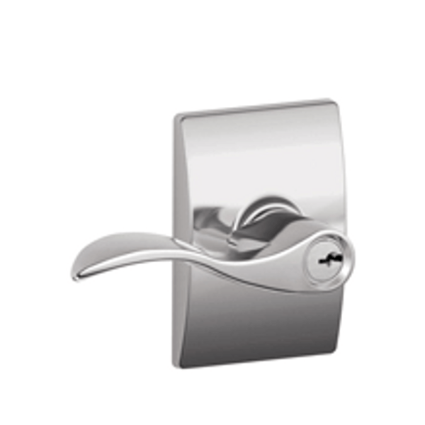 Schlage F51AACC625CEN Bright Chrome Keyed Entry Accent Style Lever with Century Rose