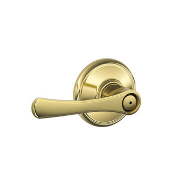 Schlage F40VLA605 Bright Brass Privacy Avila Style Lever