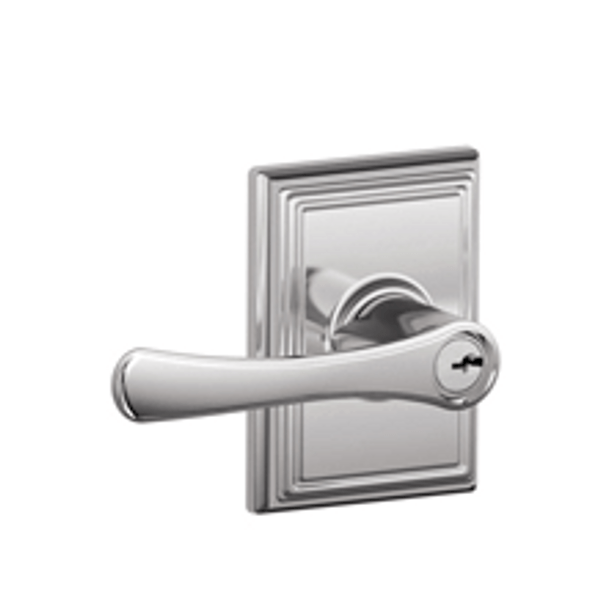 Schlage F51AVLA625ADD Polished Chrome Keyed Entry Avila Style Lever with Addison Rose