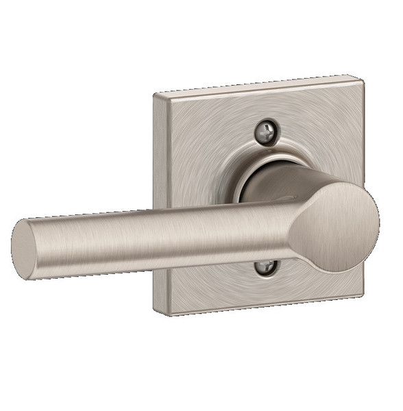 Schlage F170BRW619COL Satin Nickel Half Dummy Broadway Style Lever with Collins Rose