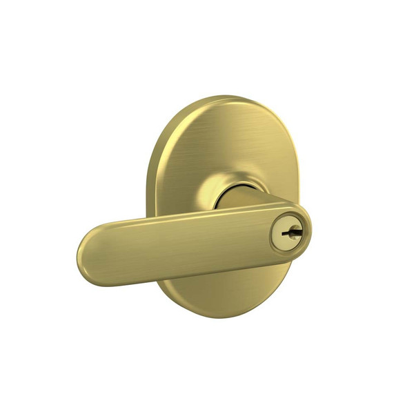 Schlage F51ADAV608RMN Satin Brass Keyed Entry Davlin Style Lever with Remsen Rose