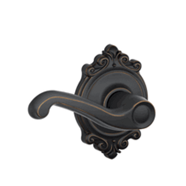 Schlage F10FLA716BRK Aged Bronze Passage Flair Style Lever with Brookshire Rose