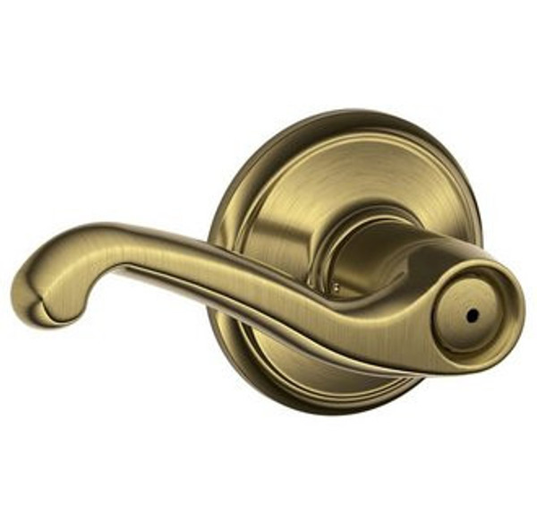 Schlage F40FLA609 Antique Brass Privacy Flair Style Lever