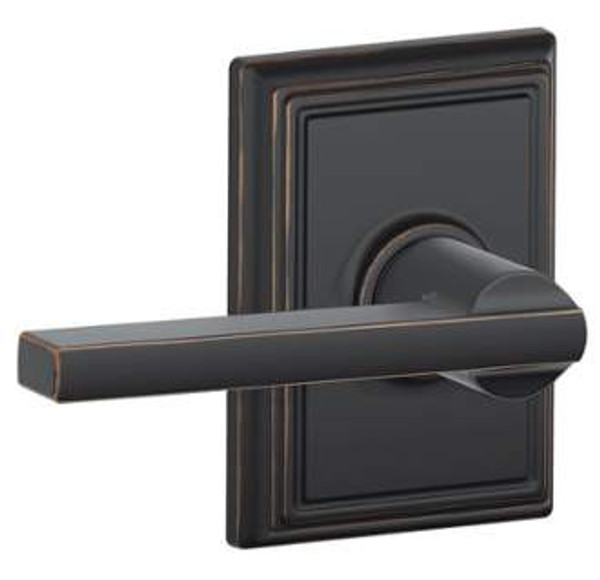Schlage F10LAT716ADD Aged Bronze Passage Latitude Style Lever with Addison Rose
