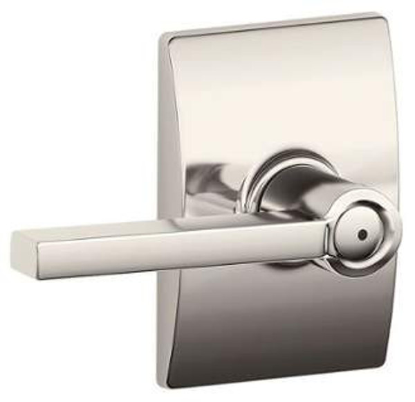 Schlage F40LAT618CEN Polished Nickel Privacy Latitude Style Lever with Century Rose