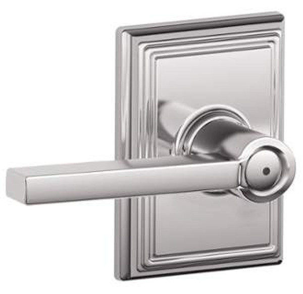 Schlage F40LAT625ADD Bright Chrome Privacy Latitude Style Lever with Addison Rose