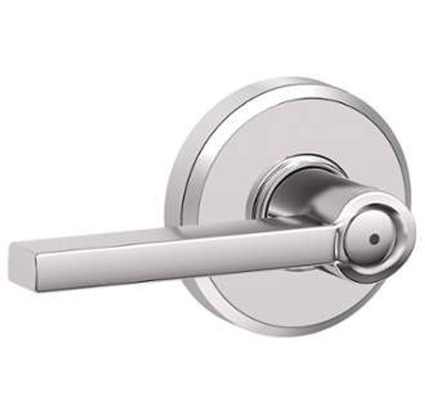 Schlage F40LAT625GSN Bright Chrome Privacy Latitude Style Lever with Greyson Rose