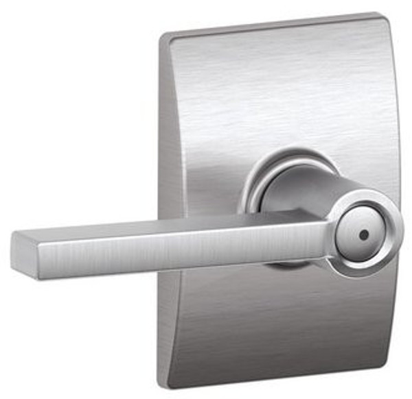 Schlage F40LAT626CEN Satin Chrome Privacy Latitude Style Lever with Century Rose