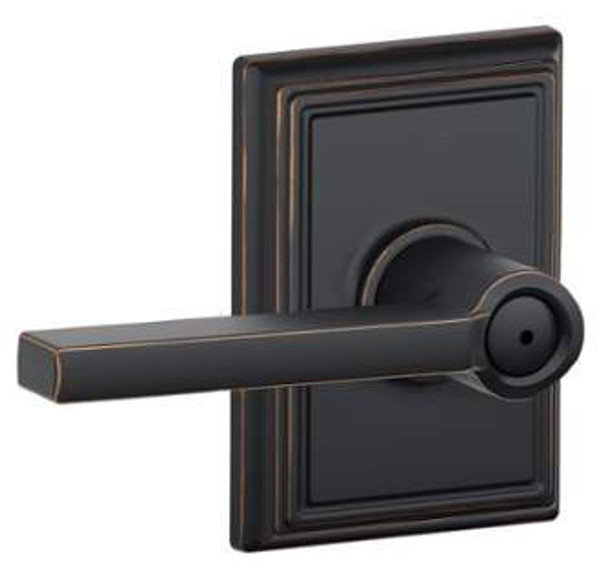 Schlage F40LAT716ADD Aged Bronze Privacy Latitude Style Lever with Addison Rose