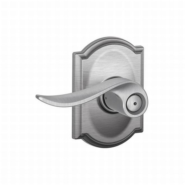Schlage F40SAC626CAM Satin Chrome Privacy Sacramento Style Lever with Camelot Rose