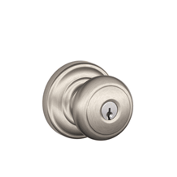 Schlage F51AAND619AND Satin Nickel Keyed Entry Andover Style Knob with Andover Rose