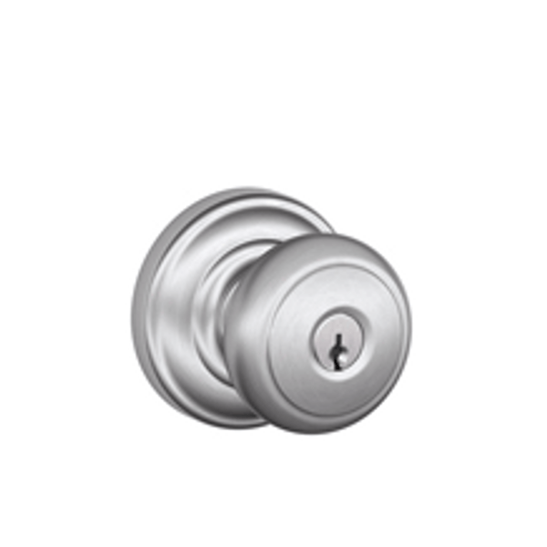 Schlage F51AAND626AND Satin Chrome Keyed Entry Andover Style Knob with Andover Rose