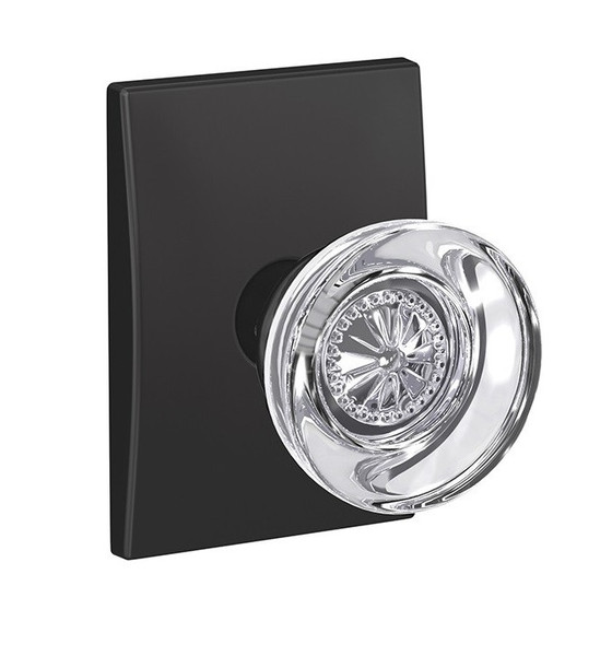 Schlage FC21HOB622CEN Hobson Knob with Century Rose Passage and Privacy Lock Matte Black Finish