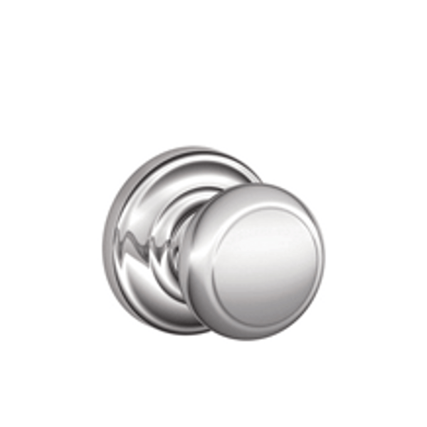 Schlage F10AND625AND Bright Chrome Passage Andover Style Knob with Andover Rose