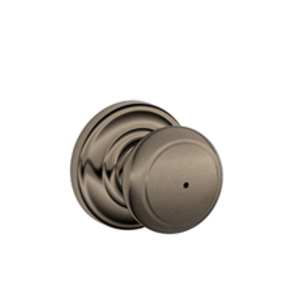 Schlage F40AND620AND Antique Pewter Privacy Andover Style Knob with Andover Rose