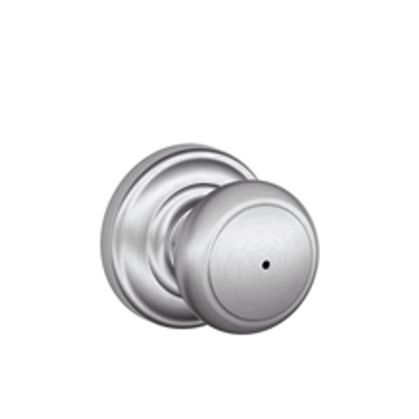 Schlage F40AND626AND Satin Chrome Privacy Andover Style Knob with Andover Rose