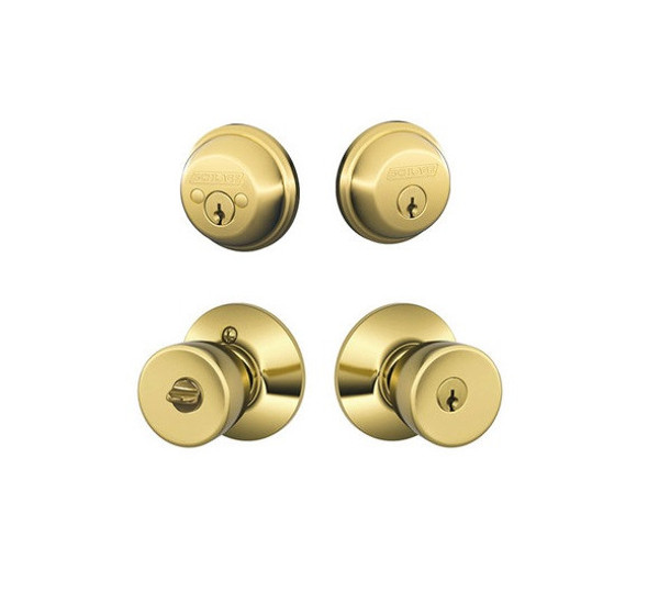 Schlage Residential FB52BEL505 Bell Knob Combo Pack Lifetime Brass Finish