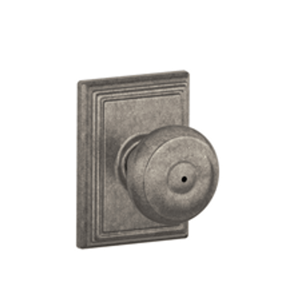 Schlage F40GEO621ADD Distressed Nickel Privacy Georgian Style Knob with Addison Rose