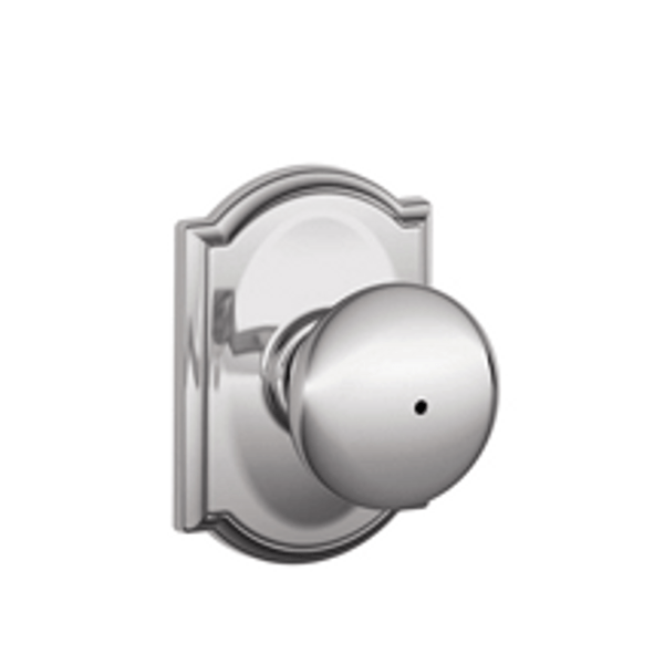 Schlage F40PLY625CAM Polished Chrome Privacy Plymouth Style Knob with Camelot Rose