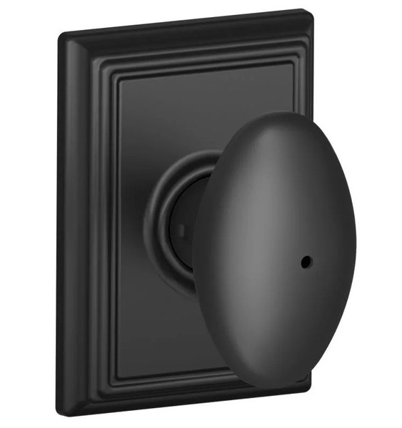 Schlage F40SIE622ADD Matte Black Privacy Siena Style Knob with Addison Rose
