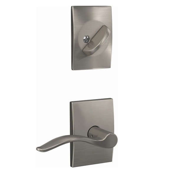 Schlage FC59PEN619CEN Pennant Lever with Century Rose Satin Nickel Single Cylinder Handlesets (Interior Side Only)