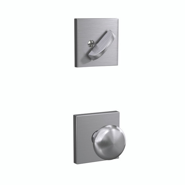 Schlage FC59PLY626COL Plymouth Knob with Collins Rose Satin Chrome Single Cylinder Handlesets (Interior Side Only)