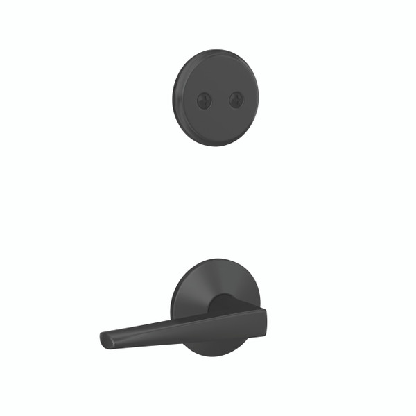Schlage FC94ELR622KIN Eller Lever with Kinsler Rose Matte Black Dummy Handleset (Interior Side Only)