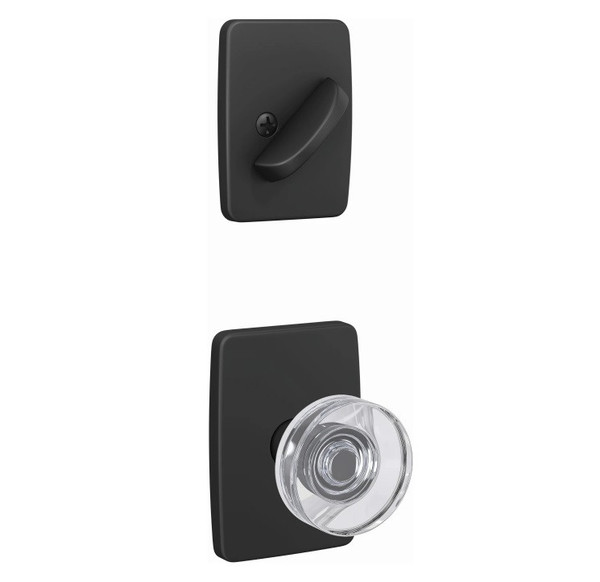 Schlage FC94DAW622GEE Dawes Knob with Greene Rose Matte Black Dummy Handleset (Interior Side Only)