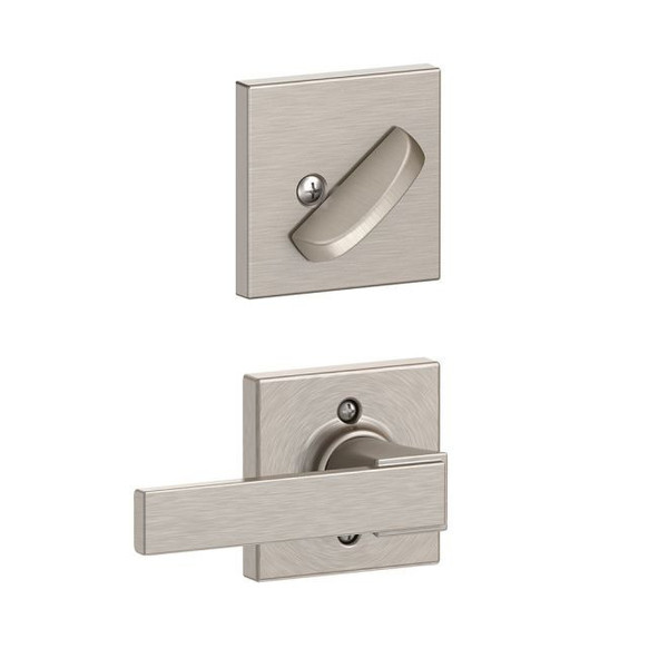 Schlage F59NBK619COL Satin Nickel Northbrook Lever and Deadbolt with Collins Rose (Interior Half Only)