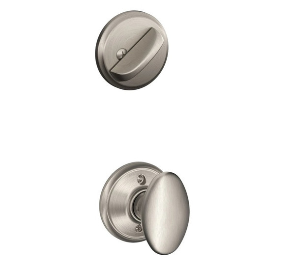 Schlage F59SIE619 Satin Nickel Siena Knob and Deadbolt with Regular Rose (Interior Half Only)