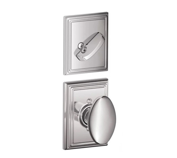 Schlage F59SIE625ADD Polished Chrome Siena Knob and Deadbolt with Addison Rose (Interior Half Only)