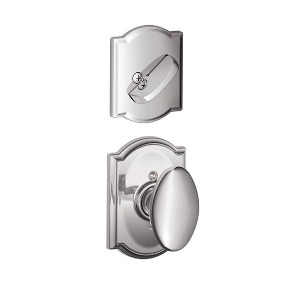 Schlage F59SIE625CAM Polished Chrome Siena Knob and Deadbolt with Camelot Rose (Interior Half Only)