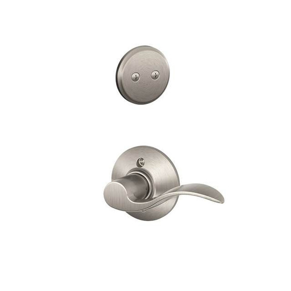 Schlage F94ACC619 Satin Nickel Dummy Handleset with Accent Lever and Regular Rose (Interior Side Only)