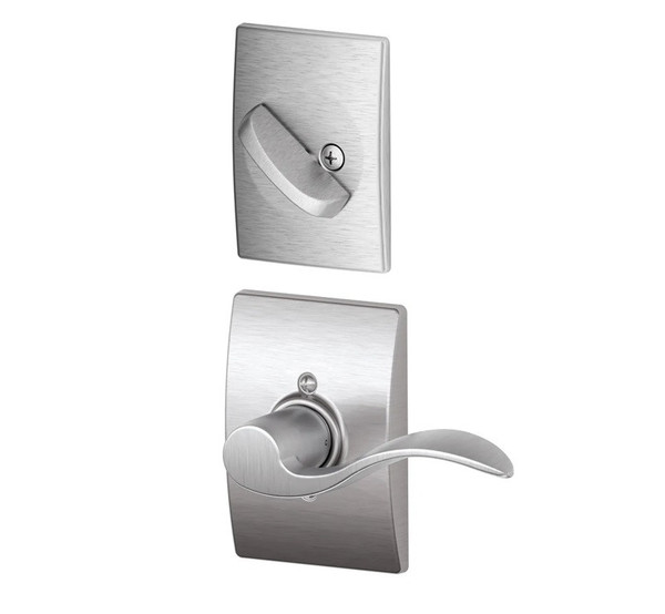 Schlage F94ACC626CEN Satin Chrome Dummy Handleset with Accent Lever and Century Rose (Interior Side Only) Schlage F94ACC626CEN Satin Chrome Dummy Handleset with Accent Lever and Century Rose (Interior Side Only)