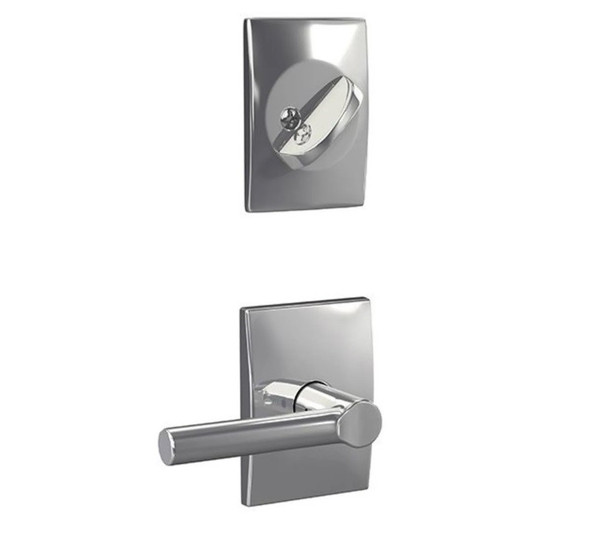 Schlage F94BRW625CEN Polished Chrome Dummy Handleset with Broadway Lever and Century Rose (Interior Side Only)