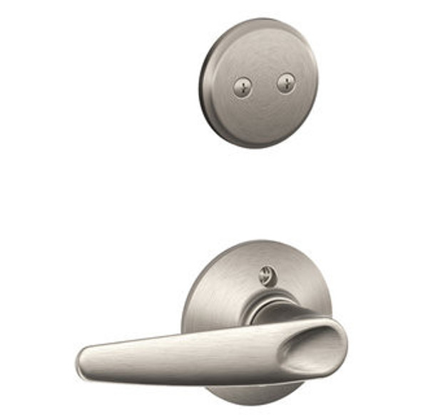 Schlage F94JAZ619 Satin Nickel Dummy Handleset with Jazz Lever and Regular Rose (Interior Side Only)