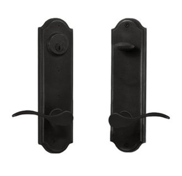 Weslock R7641H2H2SL2D Right Hand Carlow Tramore Single Cylinder Deadbolt Passage Lock with Adjustable Latch and Round Corner Strikes Black Finish