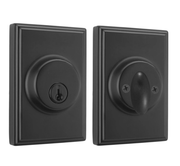 Weslock 03771-2-2SL23 Woodward Single Cylinder Deadbolt with Adjustable Latch and Deadbolt Strike Black Finish