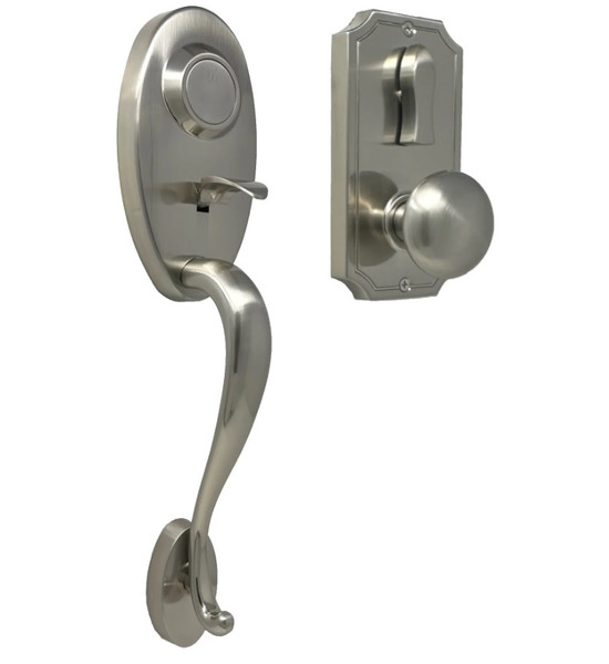 Weslock 01445-NIN0020 Lexington Interconnected Exterior Dummy Handleset with Impresa Knob Trim Satin Nickel Finish