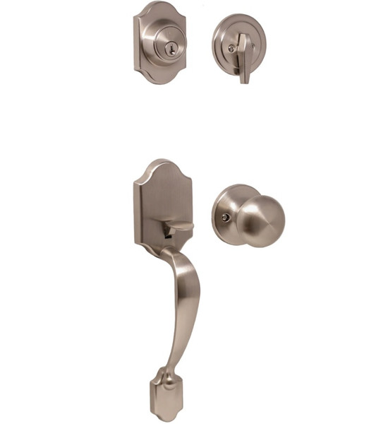 Weslock 02820-NSNFR2D Parkside Single Cylinder Handleset with Salem Trim Satin Nickel Finish